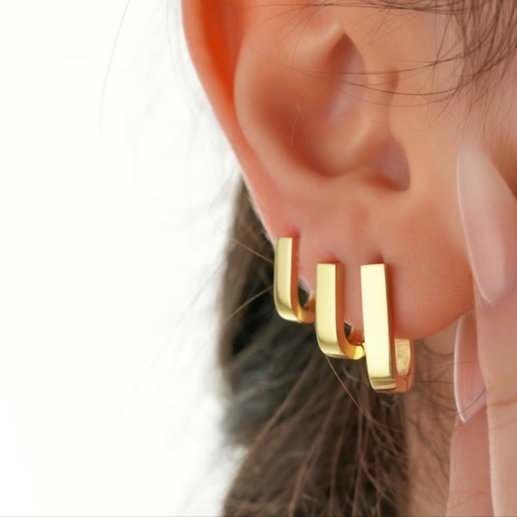 Rectangle Hoop Earrings,Oblong Hoop Earrings
